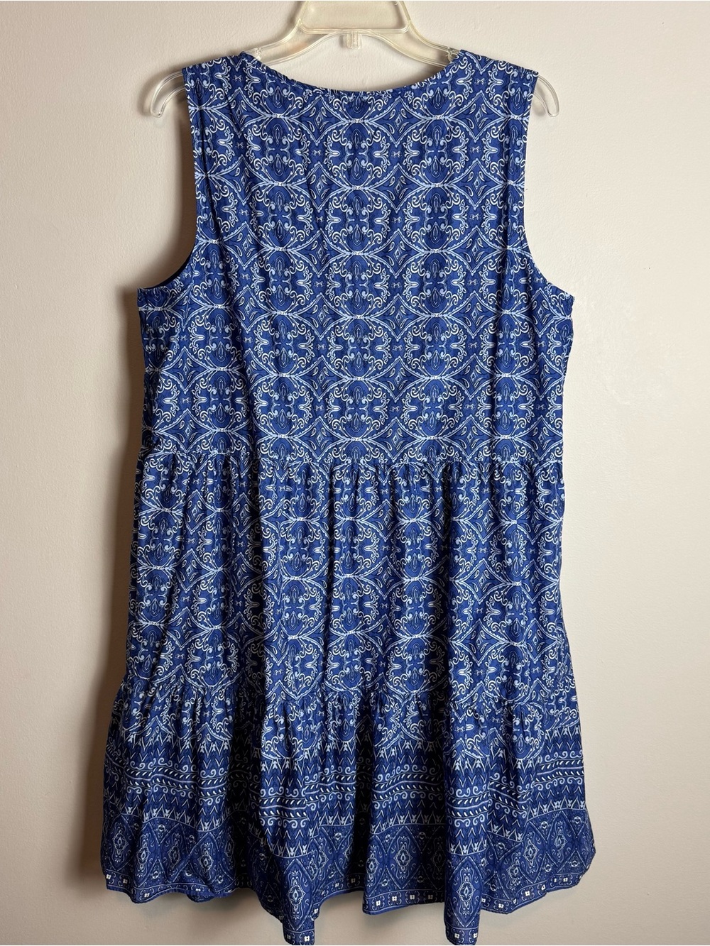 Talbots Viole Swing Blue 100% Cotton Medallion Print Midi Dress Size XL - Picture 11 of 11